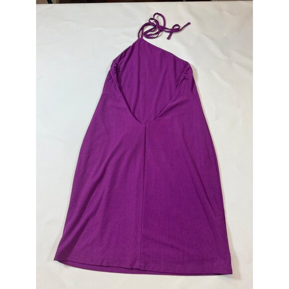 NWT Michael Costello X Revolve Purple Halter Neck Mini Dress Small (bin FF101) - Picture 6 of 9